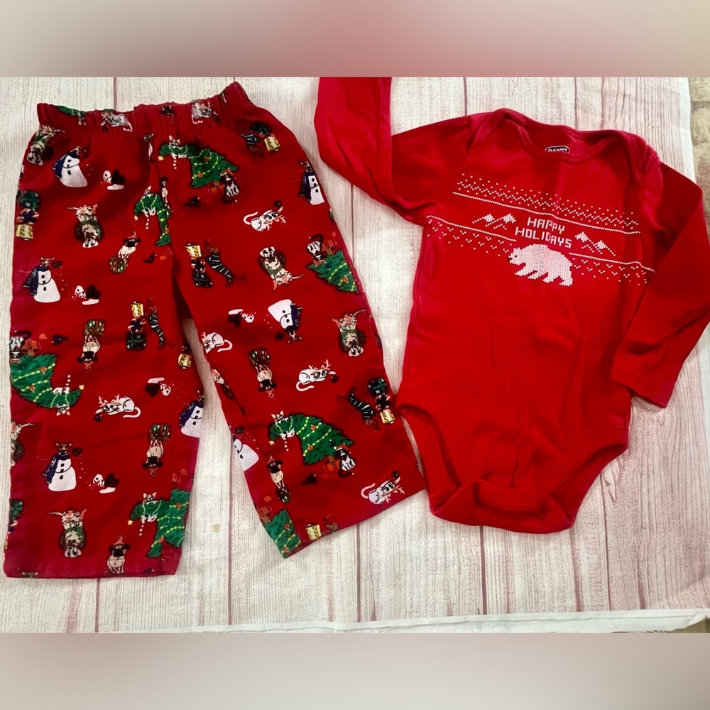 Outfit 2 Pc PJ Bottom/LS Onesie 18-24 Mo